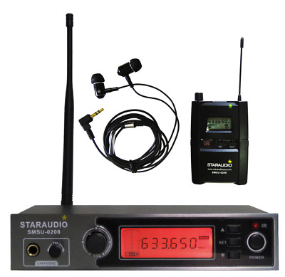 UHF Stereo Monitor Mic System 1CH In-Ear Wireless PLL Headset Party Microphone
