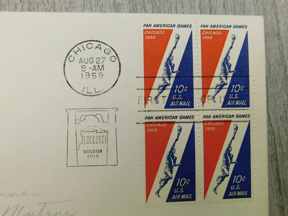 1st Issue Chicago IL 1959 Pan American Games Soldier Field Stamp Envelope Cover - Image 2 of 4