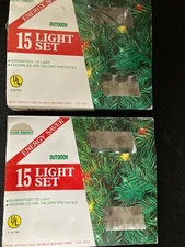 Lot of 2 * Ever Bright Outdoor CLEAR Light Sets * 15 Lights per String * UL