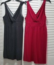2 Merona Sleeveless Dresses SZ Small Black Polka Dot & Solid Pink Empire Waists 