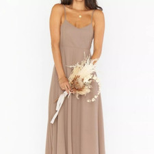 Mumu Weddings Dress Faith Maxi Soft Beige Chiffon Bridesmaid Cocktail Prom