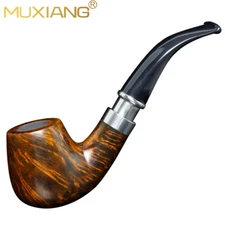 MUXIANG Briar Wooden Tobacco Pipe Smooth Classic Pipe 9mm Filter Cumberland Stem