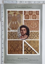ANTIQUE ORNAMENT PRINT ROMAN HELLENISTIC ALEXANDRIAN TISSUES 6th CENTURY