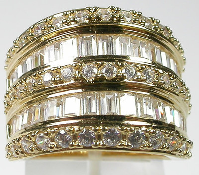 Ring in Sterling Silver Vermeil with CZ Wide Band Wedding 