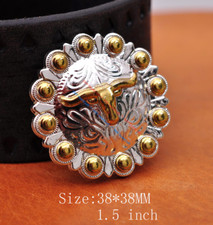 38mm 5X WESTERN COWBOY SADDLE TACK GOLD LONGHORN BERRY BELT CONCHO SCREW BACK