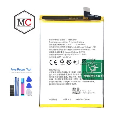 100% New Battery For Oppo realme C15 C12 C25 Mobile Phone Reame Narzo 30A BLP793