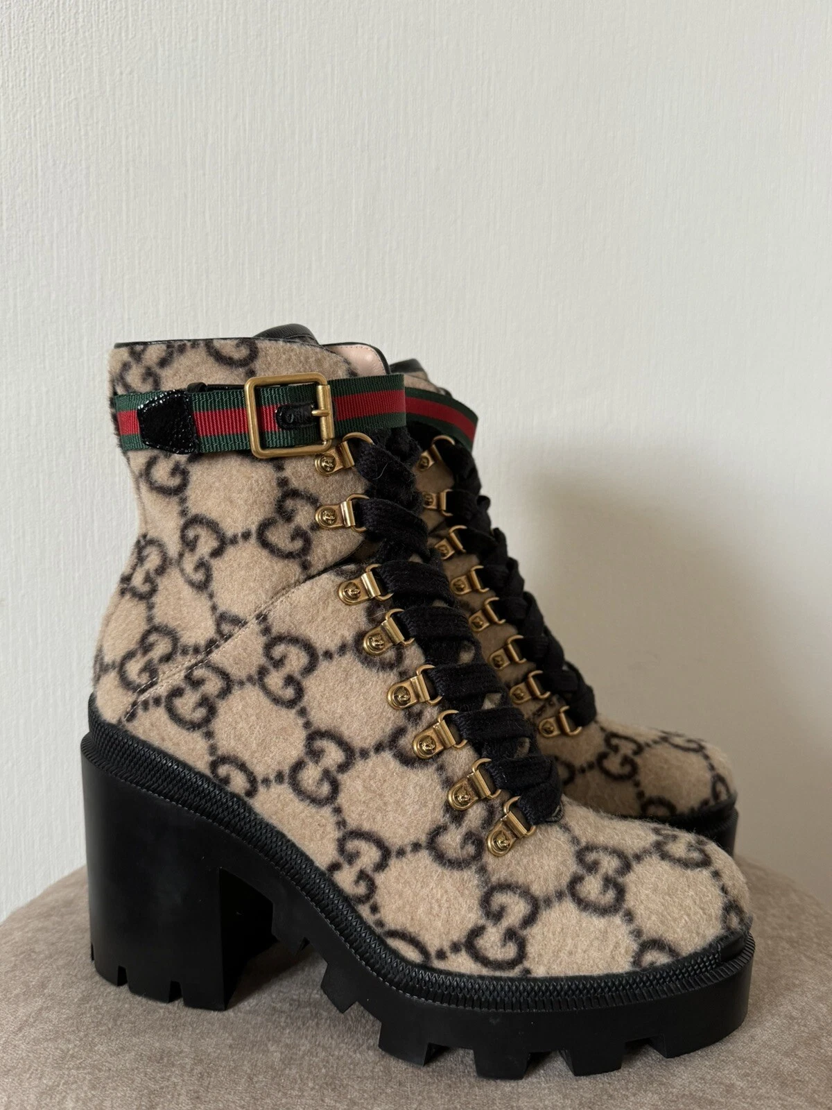 1,6k superbes bottes de combat authentiques Gucci Trip GG monogramme taille UE 38,5 US 8,5