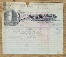 1909 Billhead New York City Austin Nichols Wholesale Grocers