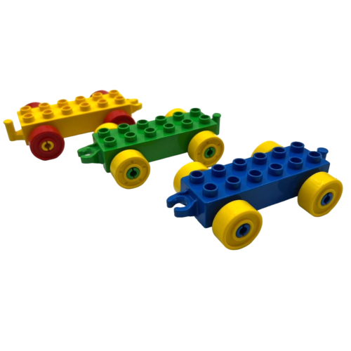 Lego Duplo Train Car Base 2x6, Yellow, Green & Blue, Lot Of 3 Replacement Pieces - Picture 1 of 6
