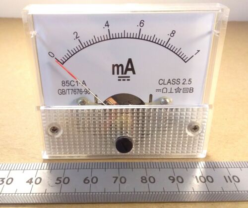 85C1 Class 2.5 1mA D.C. Moving Coil Panel Meter, 1mA Milliammeter