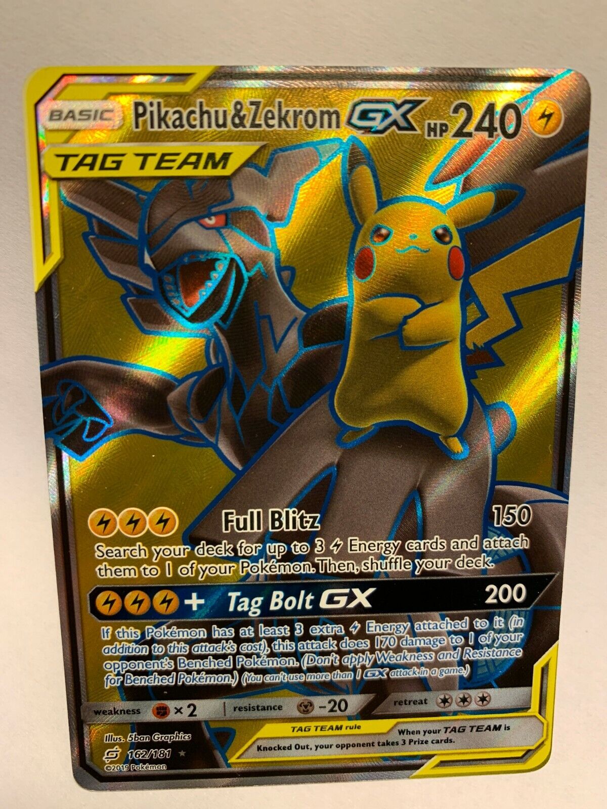 Pikachu & Zekrom GX full Art Holo SM Team up 162/181 custom -  Denmark