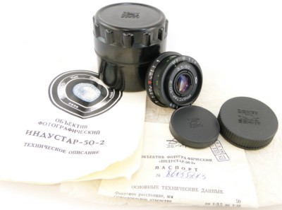 Objectif Photo Industar 50-2 50mm F/3.5 USSR - Pancake, Monture Vis, Occasion Avec Un Peu D'huile Sur Les Lamelles