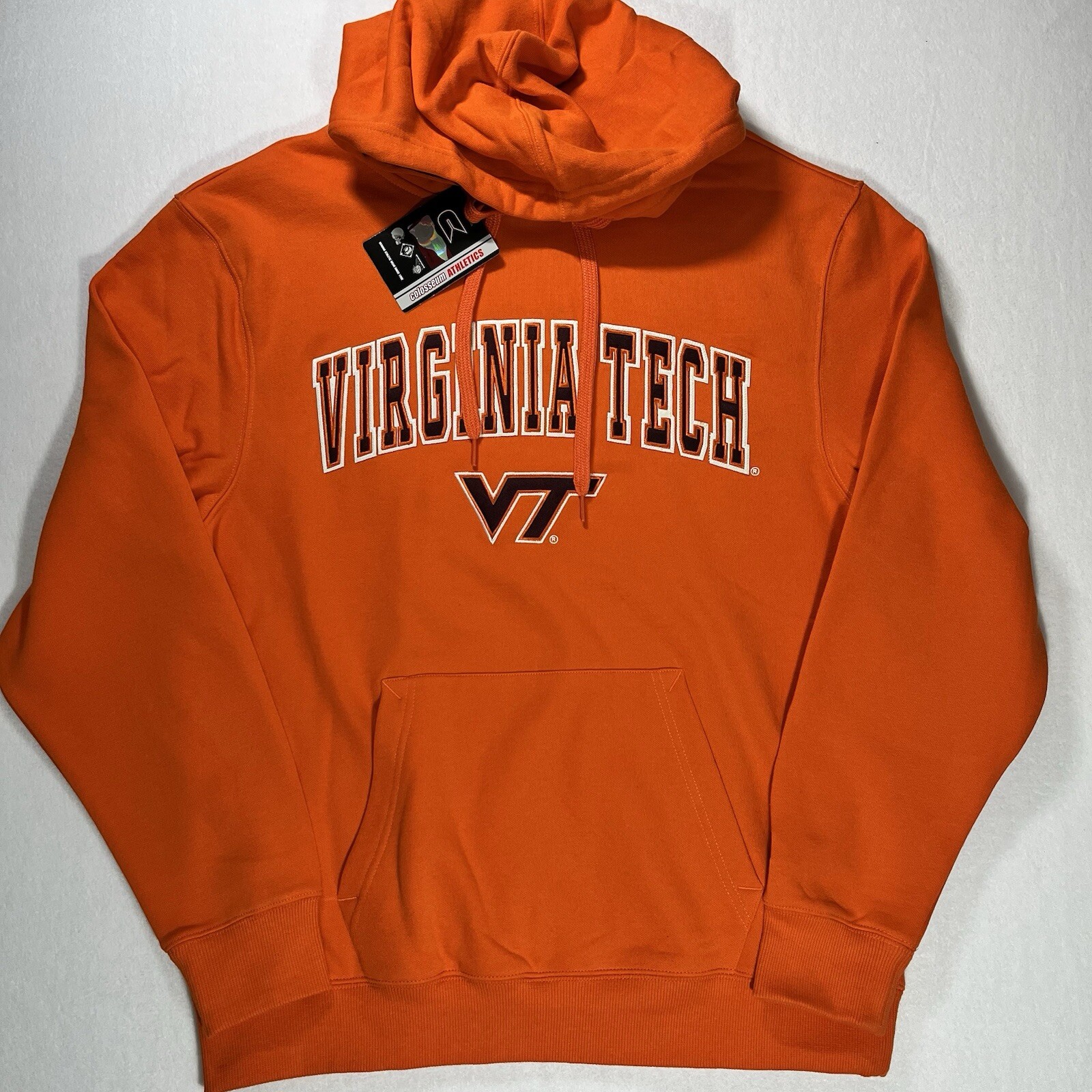 Colosseum Virginia Tech Hokies Men's Large Hoodie Pockets Stitched Orange New