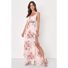 Lulus Garden Meandering Blush Floral Print Maxi Dress XS
