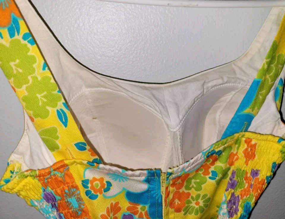 Traje de baño vintage retro años 60 70 Jantzen de una pieza traje de baño mameluco Dayglo Foto 3 de 4