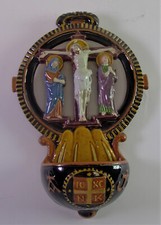 Exceptional Large Ceramic HOLY WATER KETTLE Circa 1925 - Signed KR - H30cm