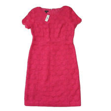 NWT Talbots Circle Geo Lace Sheath in Larosa Pink Crochet Overlay Dress 8P