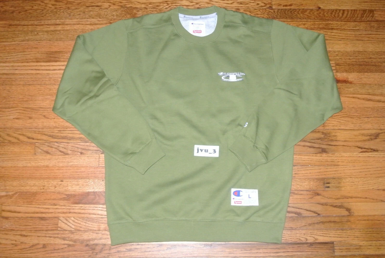 NEW SUPREME FW18 3D METALLIC CREWNECK OLIVE LARGE sweater box logo authentic