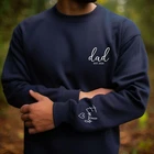 SWEATSHIRT (2423-Chest Logo) Happy Father's Day Tops Kids Names on Sleeve Jumper