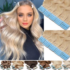 Invisible Wavy Tape In 100 Real Remy Human Hair Extensions Long Skin Weft 20pcs