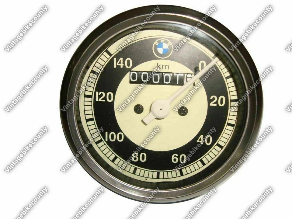 RÉPLICA BMW SPEEDO 0-140 MPH CARA BLANCA CARCASA METÁLICA APTA PARA BMW R25 R26 Y R50-51 Foto 3 de 3