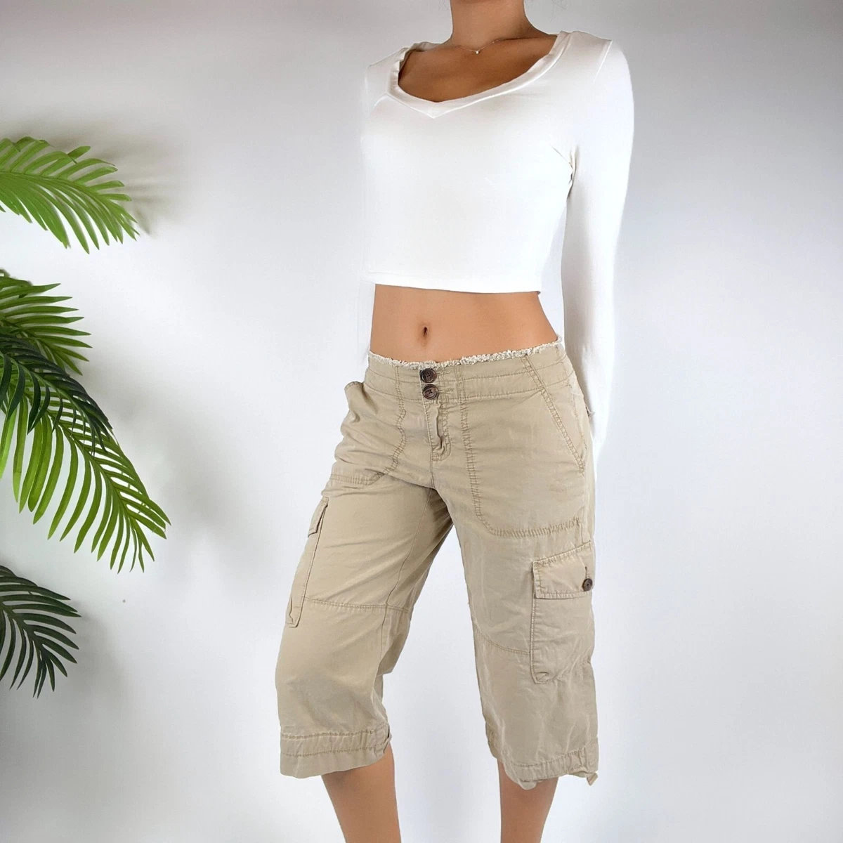 Vintage Y2K Khaki Indie Gorpcore Low Rise Skater Cargo Pants