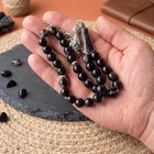 Black Agate gemstone 33 beads tasbih, Islamic Prayer Beads Misbaha 125089