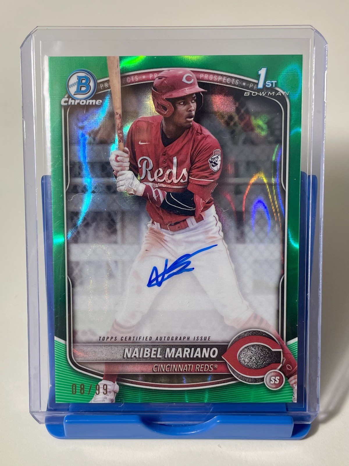 Naibel Mariano 2025 1st Bowman Chrome Green Lava Refractor Auto /99 Reds🔥