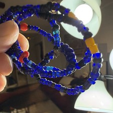 25” TRANSLUCENT Venetian COBALT SPACERS STRAND (late-1800’s) African Trade Beads
