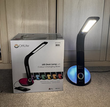 OttLite LED Desk Lamp Black Touch Control USB Dimmable Colour-Changing Base