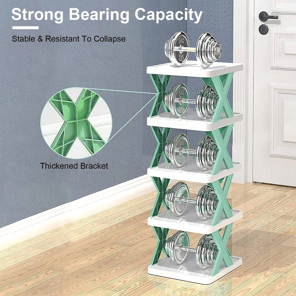 Zapatero de entrada estrecha de plástico organizador vertical de zapatos de 1 pieza de 9 niveles ahorro de espacio Foto 3 de 4