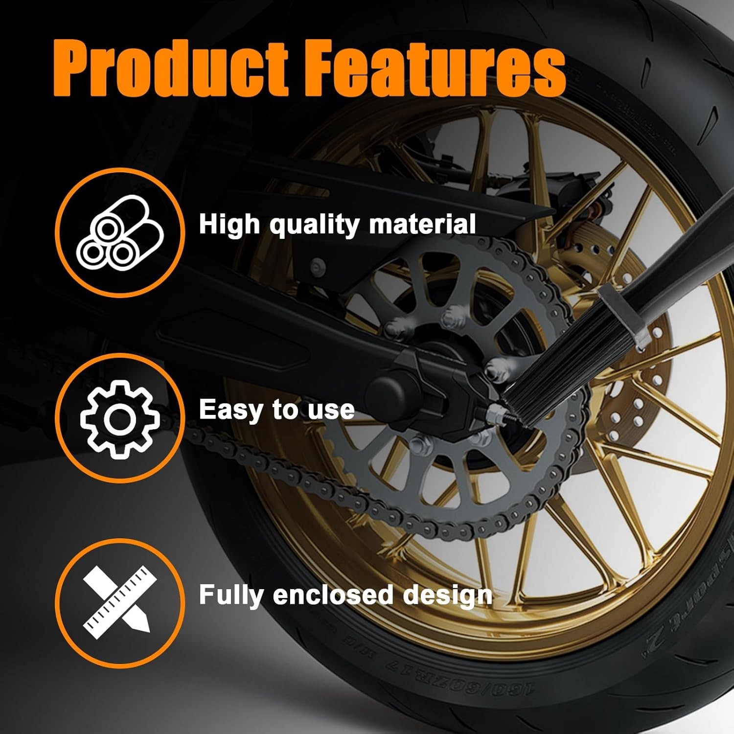 Ziciner Motorcycle Chain Brush, Bike Chain Cleaning Brush with Double-Ended Brus