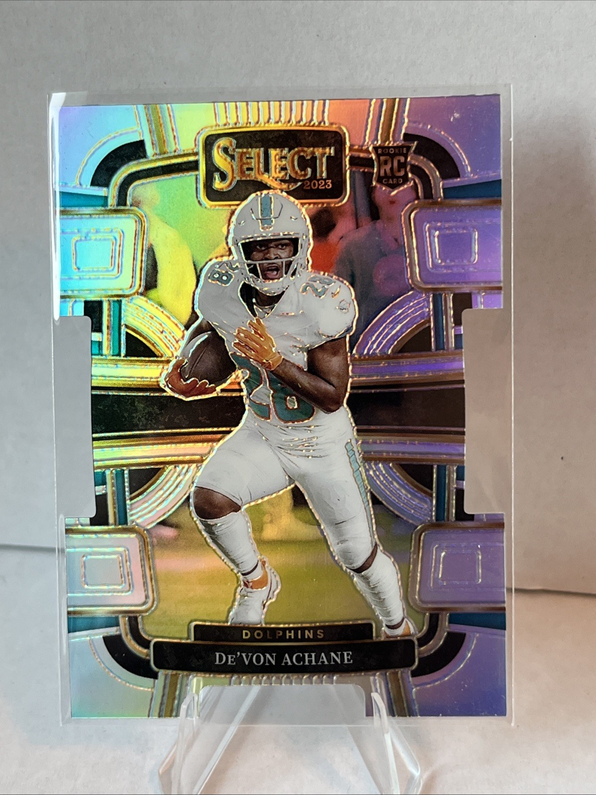 2023 Panini Select - Concourse De'Von Achane #63 Silver Prizm Die-Cut (RC)