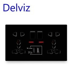 Double 13A Wall Plug Socket 2 Gang 2 USB Charger Port Universal UK