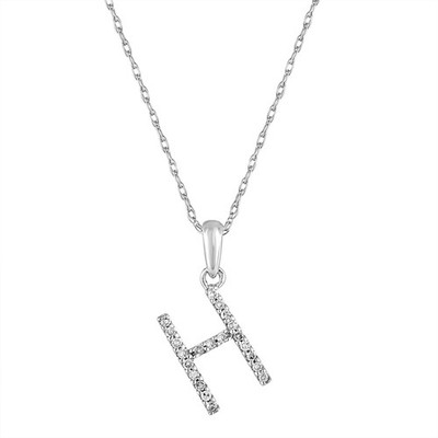 Halskette 14 Karat Weißgold & Diamant Initialen - H