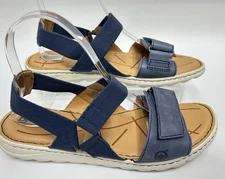 New Born Alli Leather Sandals Women’s 8.5 w Wide Blue Strappy Comfort Shoes