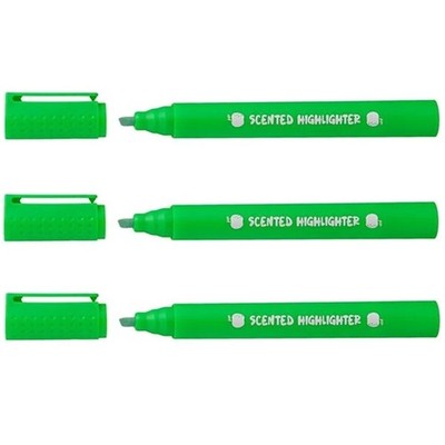 3 x Green Highlighter Big Giant Jumbo 2.5 x 23cm Scented Apple Marker Pen