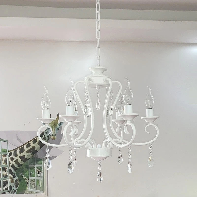 White Pendant Light Retro Chandelier Lighting Crystal Light Kitchen Ceiling Lamp - Image 3 of 4