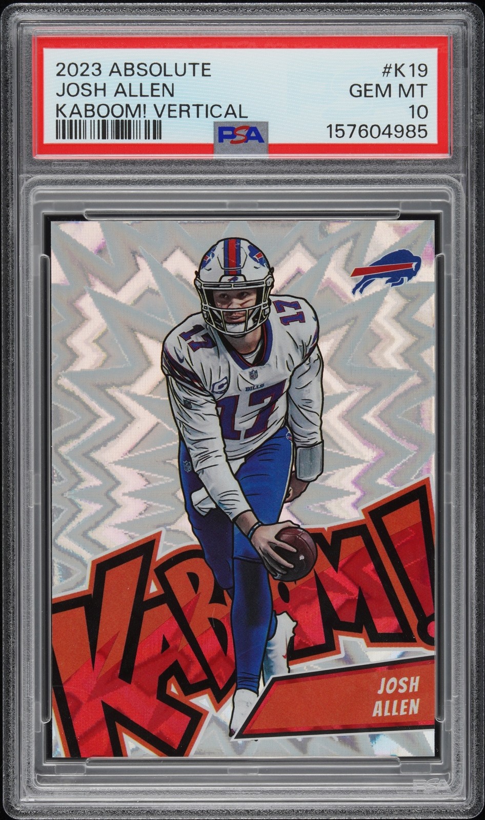 2023 Panini Absolute Football Josh Allen #K19 Kaboom Vertical PSA 10