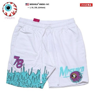 NEW Mishka NYC White/Aqua/Purple Eye 78 Graphic Straight Fit Sweat Shorts Men M