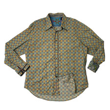 Robert Graham Shirt Mens XL Multi Flip Cuff Paisley Check Button Up Long Sleeve