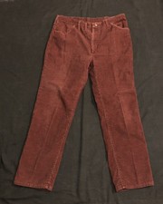 WRANGLER 1W 500 Corduroy Pants Mens size 36 X 29 Burgundy Vintage 1970's