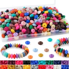 270Pcs Lentil Silicone Beads for Pens, 12Mm Silicone Spacer Beads for Keychain M