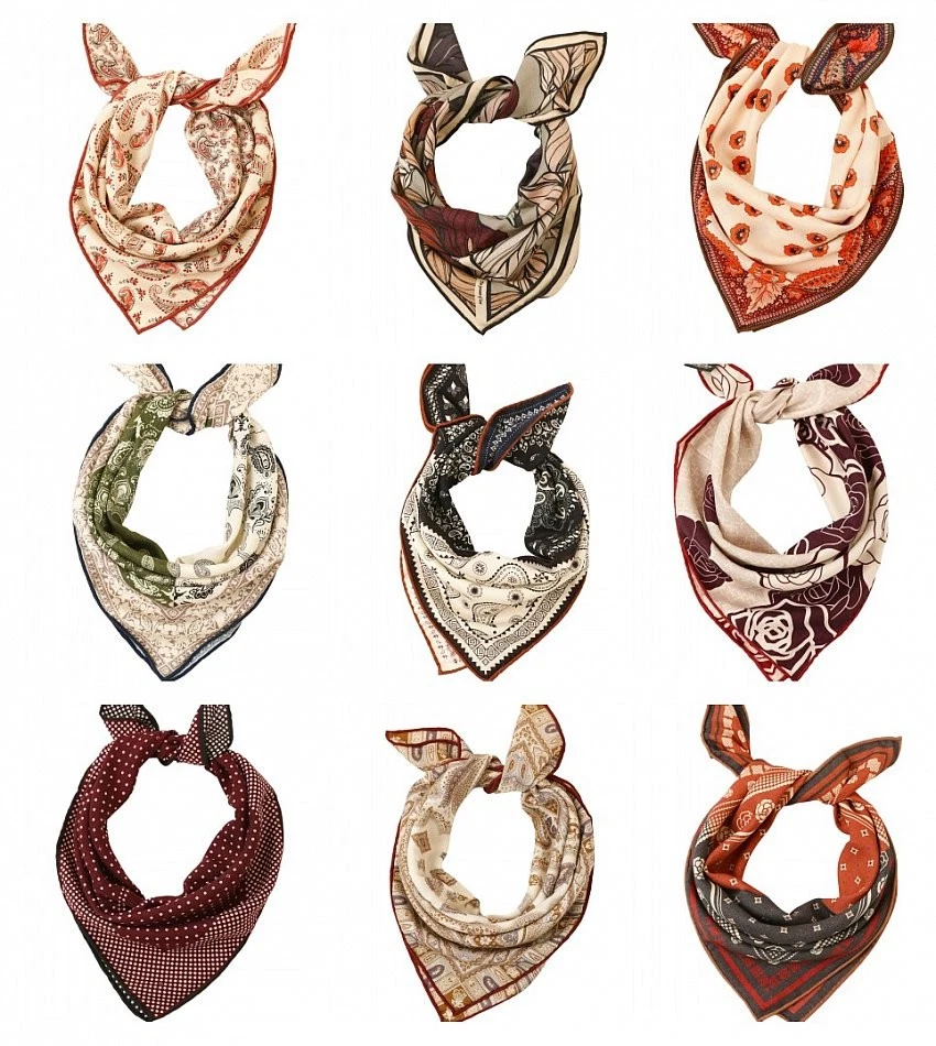 Woll-Seide Mix 65cm doppelseitig doppelface bedrucktes Halstuch Bandana Wolltuch - Bild 1 von 1