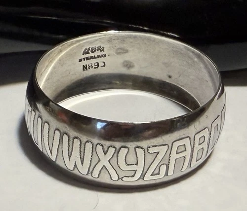 Antique Reed & Barton Sterling Silver Childs Napkin Ring Alphabet N890 Vintage