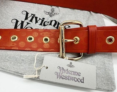 VIVIENNE WESTWOOD GOLD ROTER LEDERGÜRTEL / GOLDENE SCHNALLE ONE SIZE FITS ALL