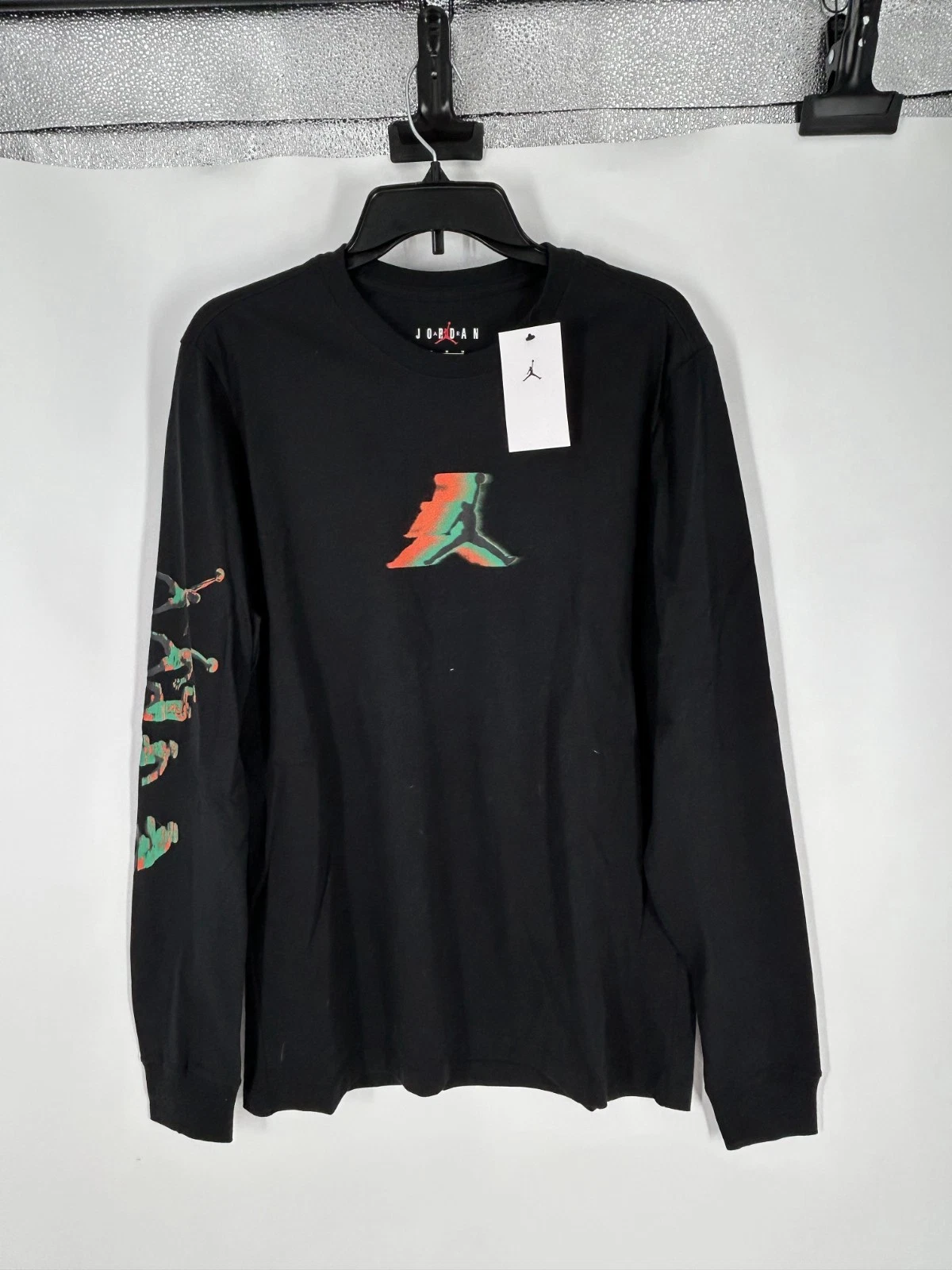 Air Jordan T Shirt Mens Medium Black Long Sleeve Jumpman Logo Cotton Graphic