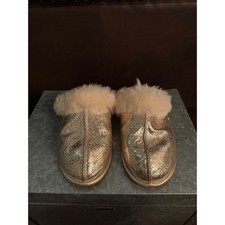 UGG Scuffette II Metallic Gold Crackle Sheepskin Slippers Womens 9 1106860