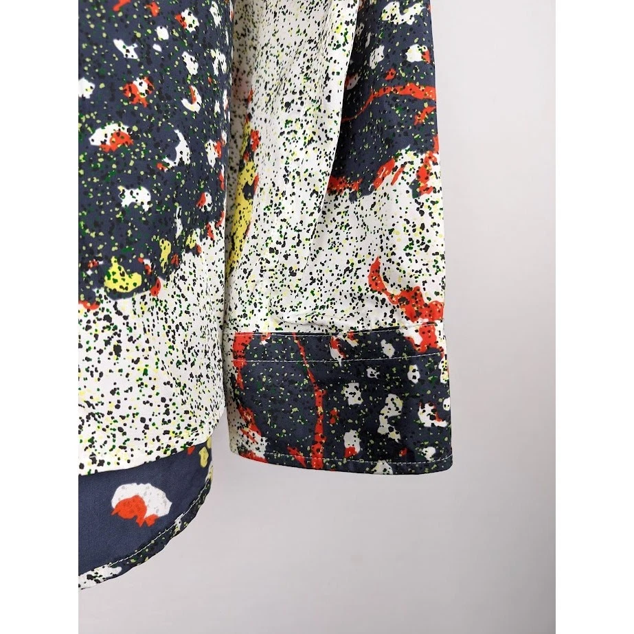 Camicia Bottega Veneta Patchwork Funghi in Navy Rosso Giallo Nuova con etichette L