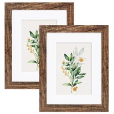 8x10 Picture Frame Set of 2, Made of Real Glass and Rustic Brown Wooden Frame...